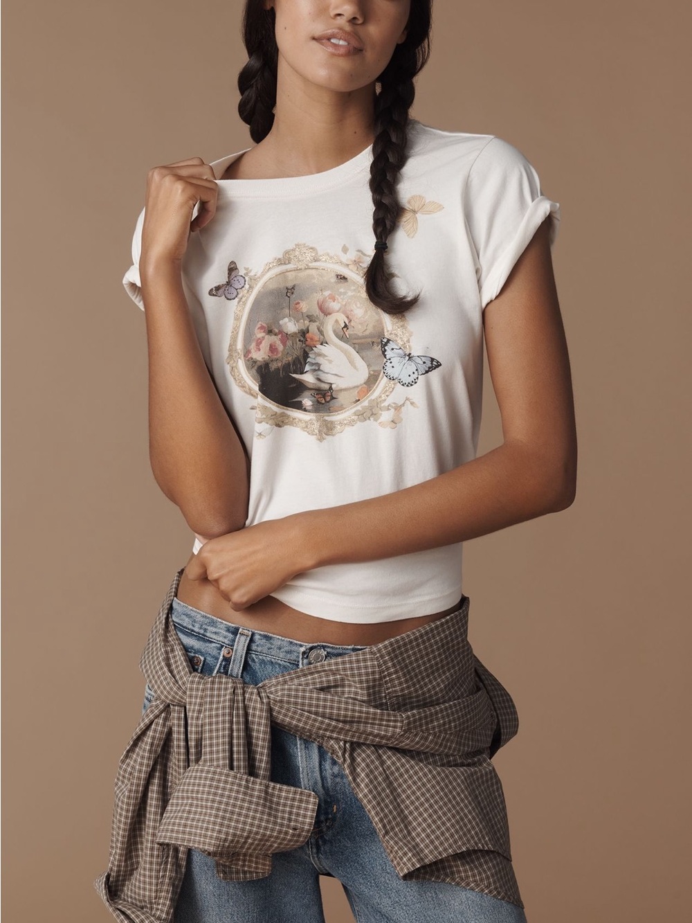 Anthropologie Butterfly White Swan Tee